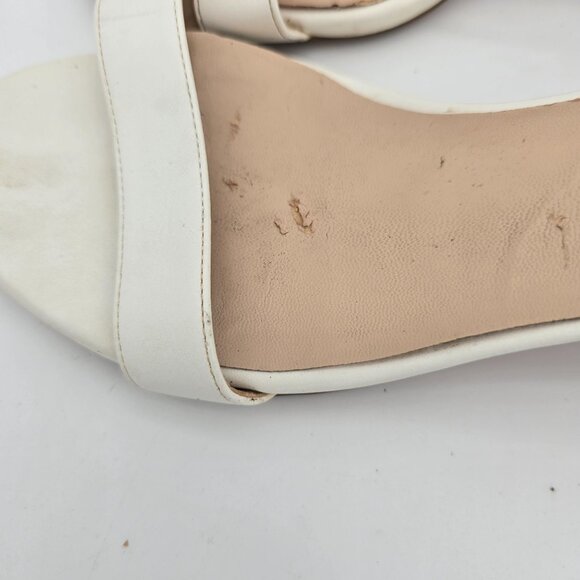 Idifu Womens Low Block Heel Sandals White Ankle Strap Open Toe Size 7 - Picture 3 of 9